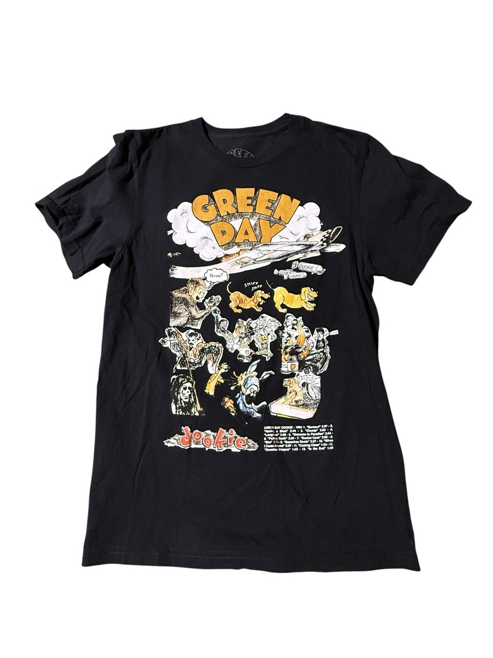 Green Day Dookie Album T-Shirt Size S Black Vintage Y2k Graphic Band Tee Stoner